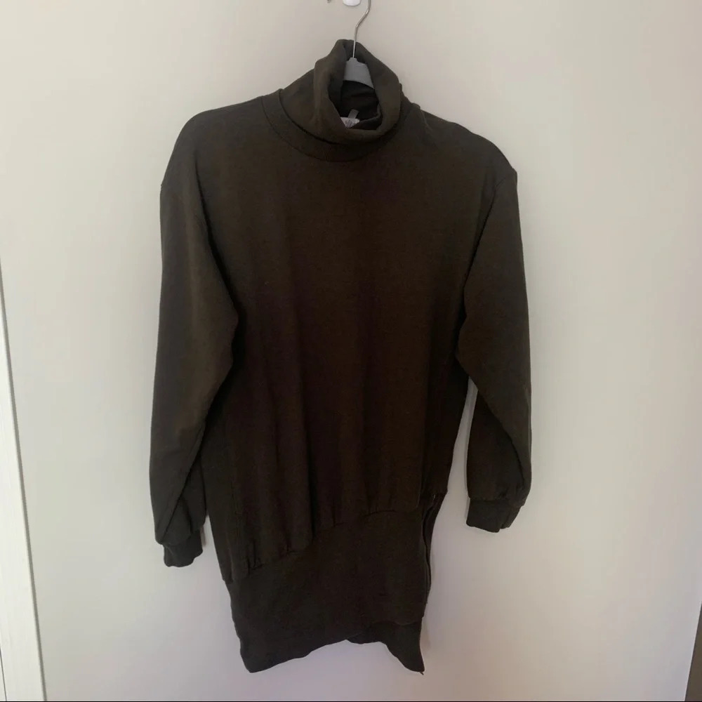 Young Fabulous & Broke Olive Green Turtle Neck Asymmetric Sweater Dress Small - Picture 2 of 10